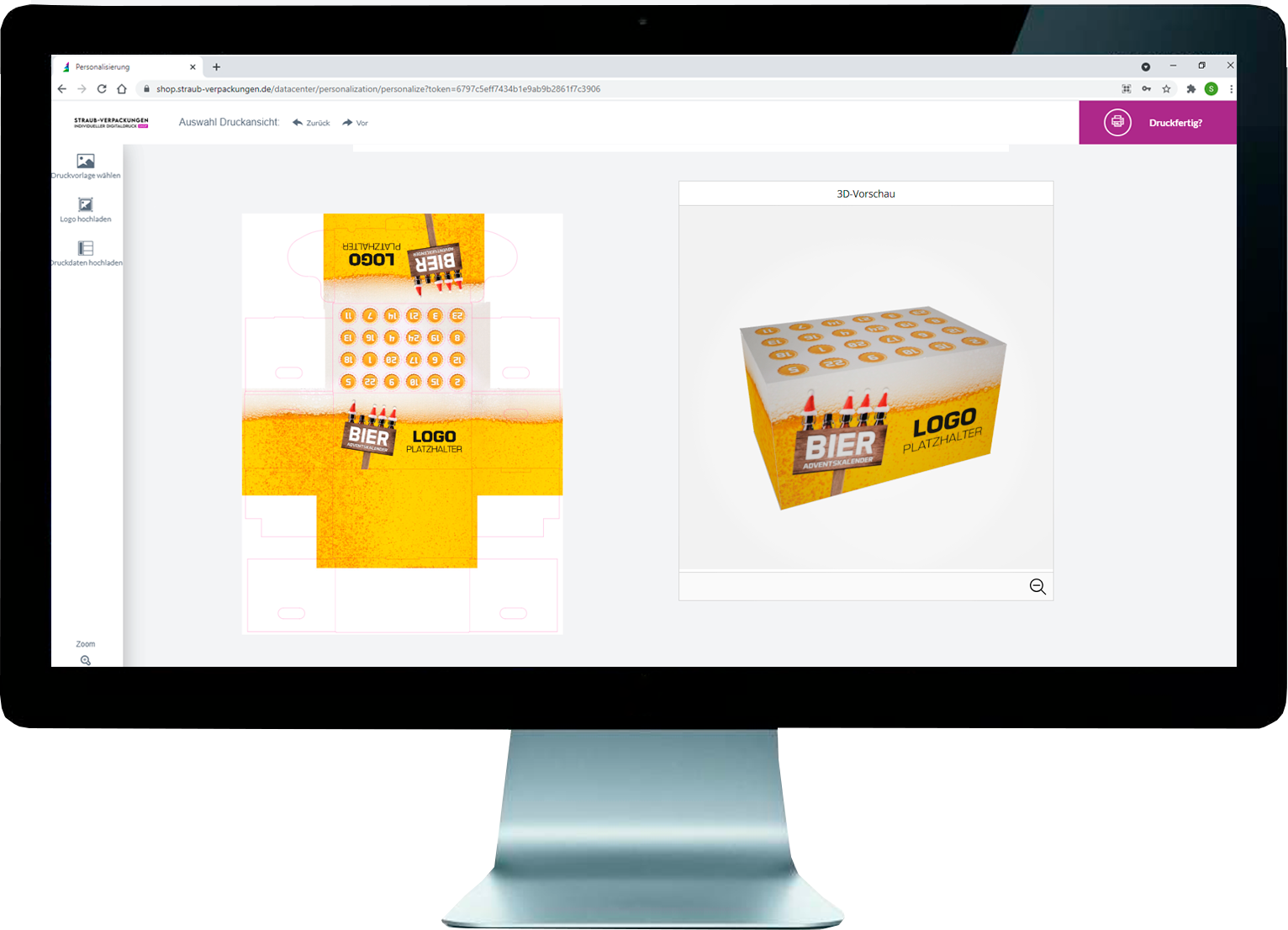 3D-Editor im Shop mit Bier-Adventskalender